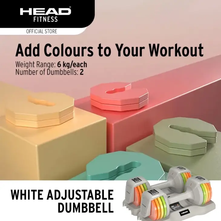 Head Fitness White Adjustable Dumbbell - Image 2
