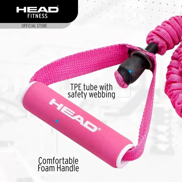 Head Fitness Power Resistance Tube TPR 20 kg - Pink - Image 2
