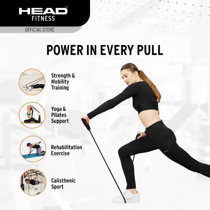 Head Fitness Power Resistance Tube TPR 20 kg - Black - Image 4