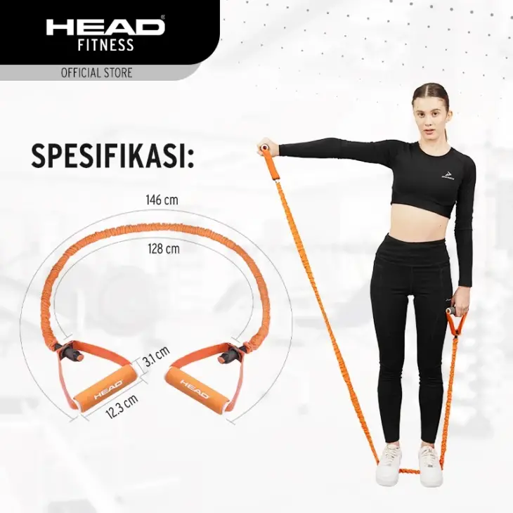 Head Fitness Power Resistance Tube TPR 20 kg - Pink - Image 3