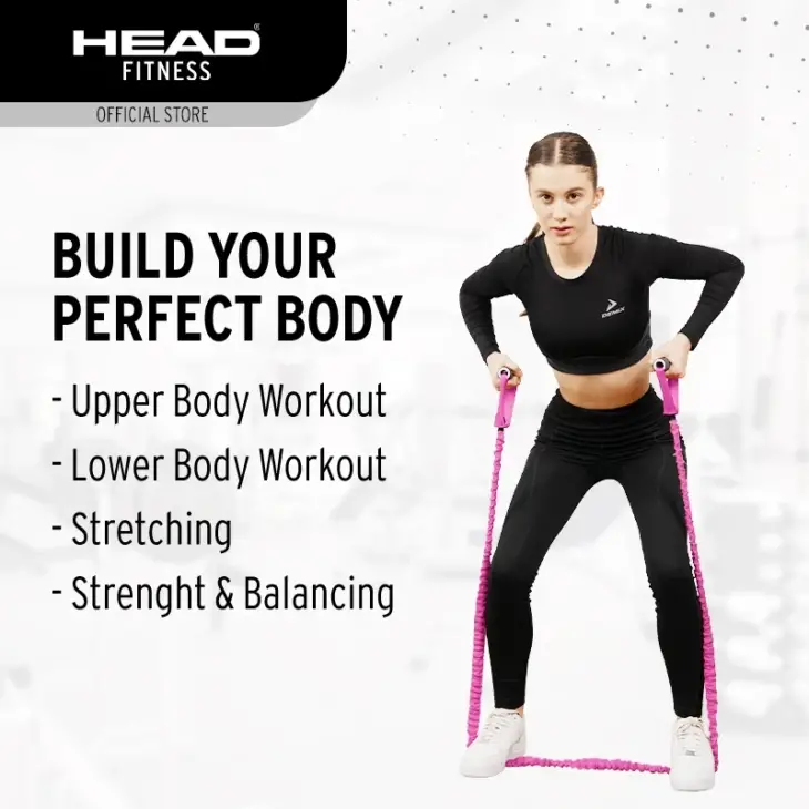 Head Fitness Power Resistance Tube TPR 20 kg - Pink - Image 4