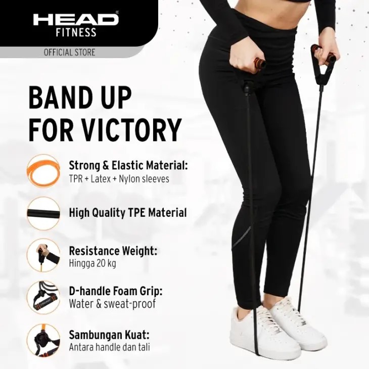 Head Fitness Power Resistance Tube TPR 20 kg - Black - Image 3