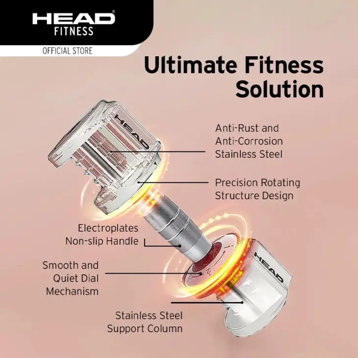 Head Fitness White Adjustable Dumbbell - Image 4