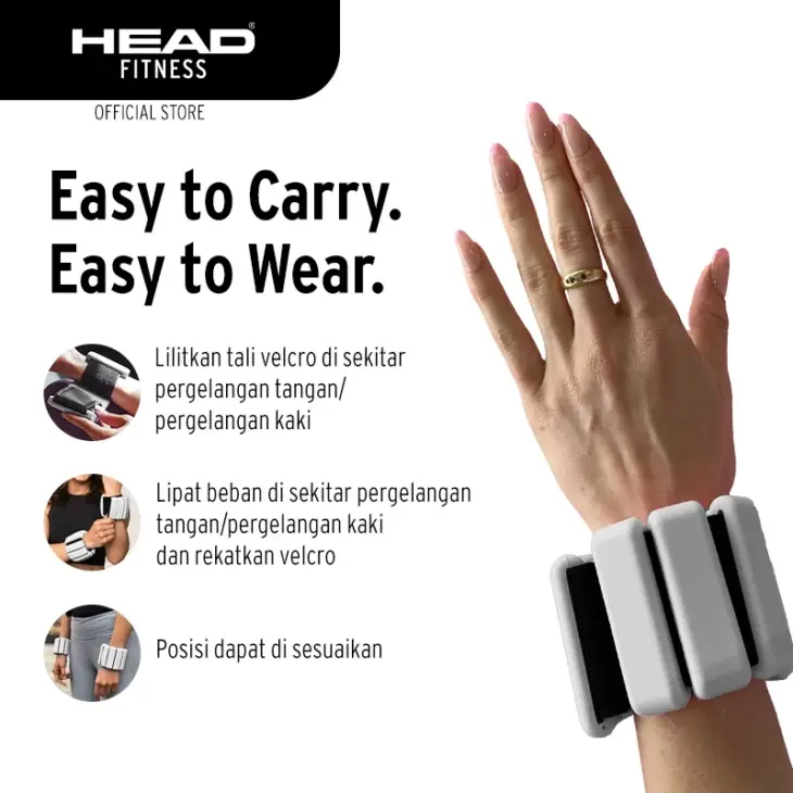 Head Fitness Wrist-Ankle Bangles - Grey - Image 3