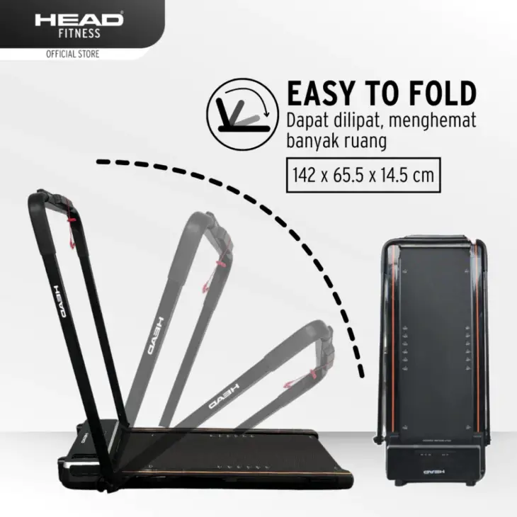 Head Fitness Treadmill Elektrik Running Pad 2 in 1 - Black - Image 6