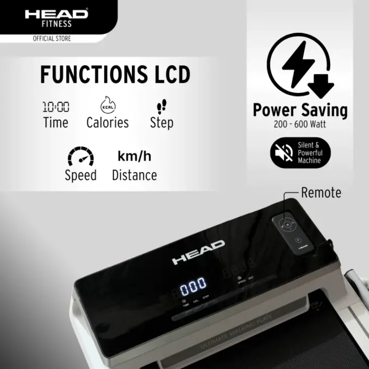 Head Fitness Treadmill Elektrik Running Pad 2 in 1 - Black - Image 3
