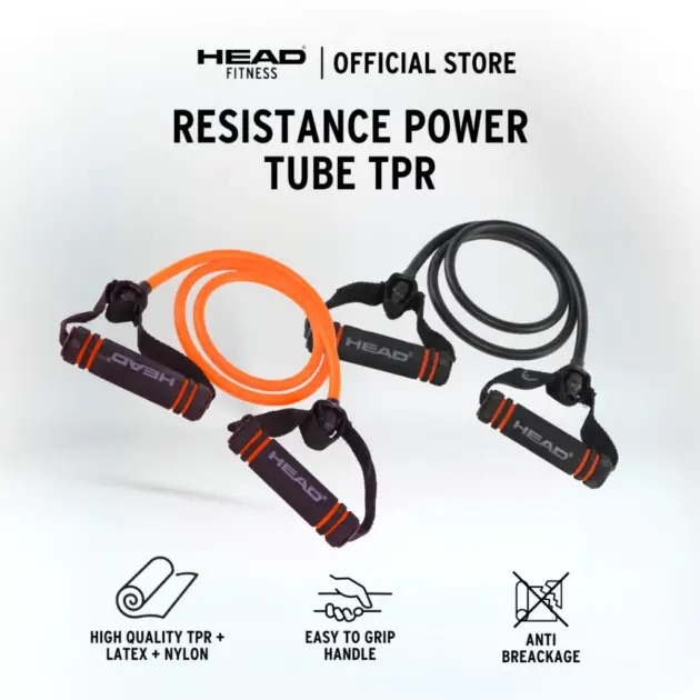 Head Fitness Power Resistance Tube TPR 20 kg - Black