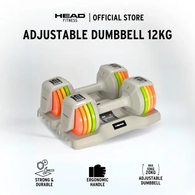 Head Fitness White Adjustable Dumbbell