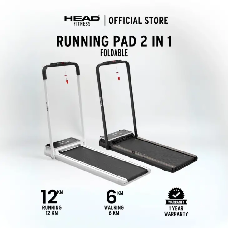 Head Fitness Treadmill Elektrik Running Pad 2 in 1 - Black